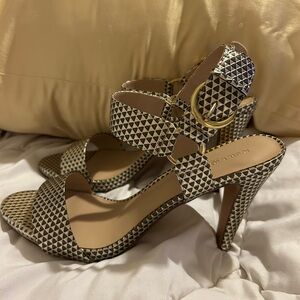 Michael Kors Black and Cream Patterned Heels size 11